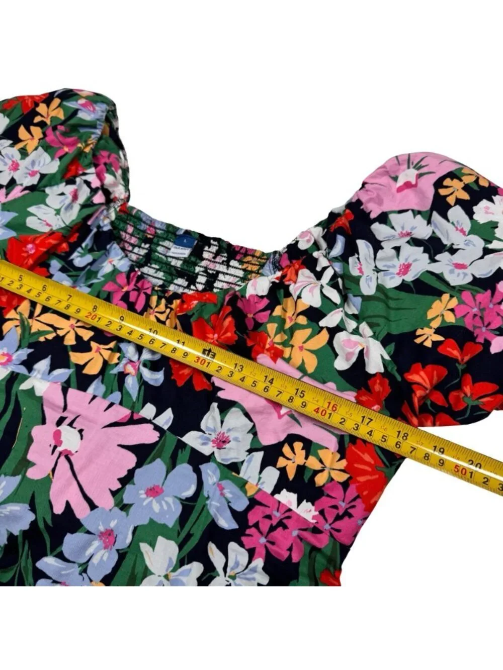 Old Navy Cotton Floral Babydoll Top Sz L Puff Sleeve Cottage Coquette